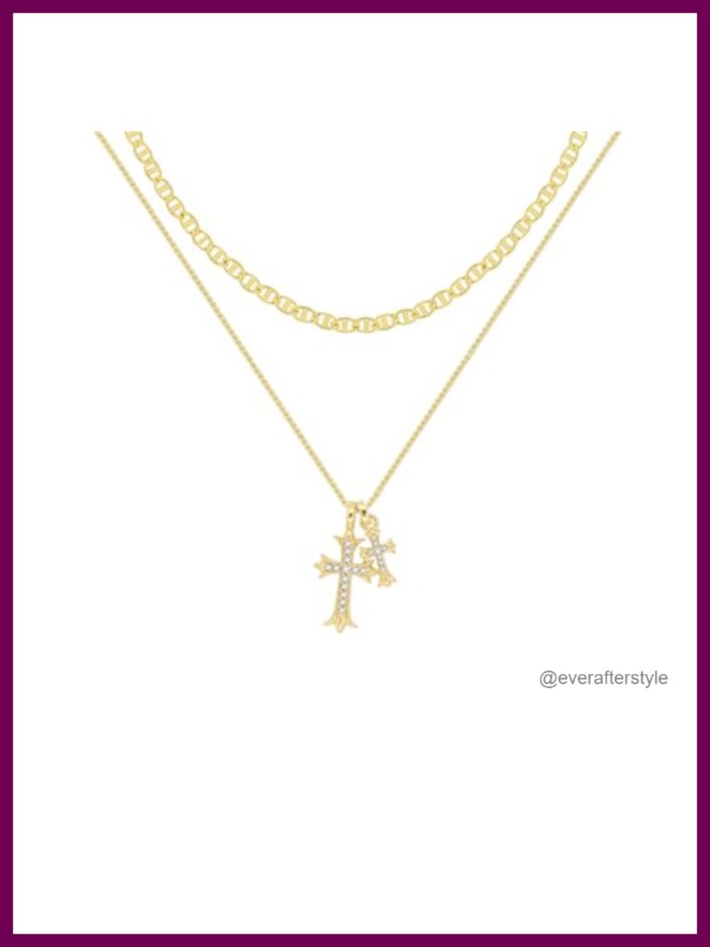 14k Gold Plated CZ Cross Necklace Set Layered Dainty Jewelry Gift